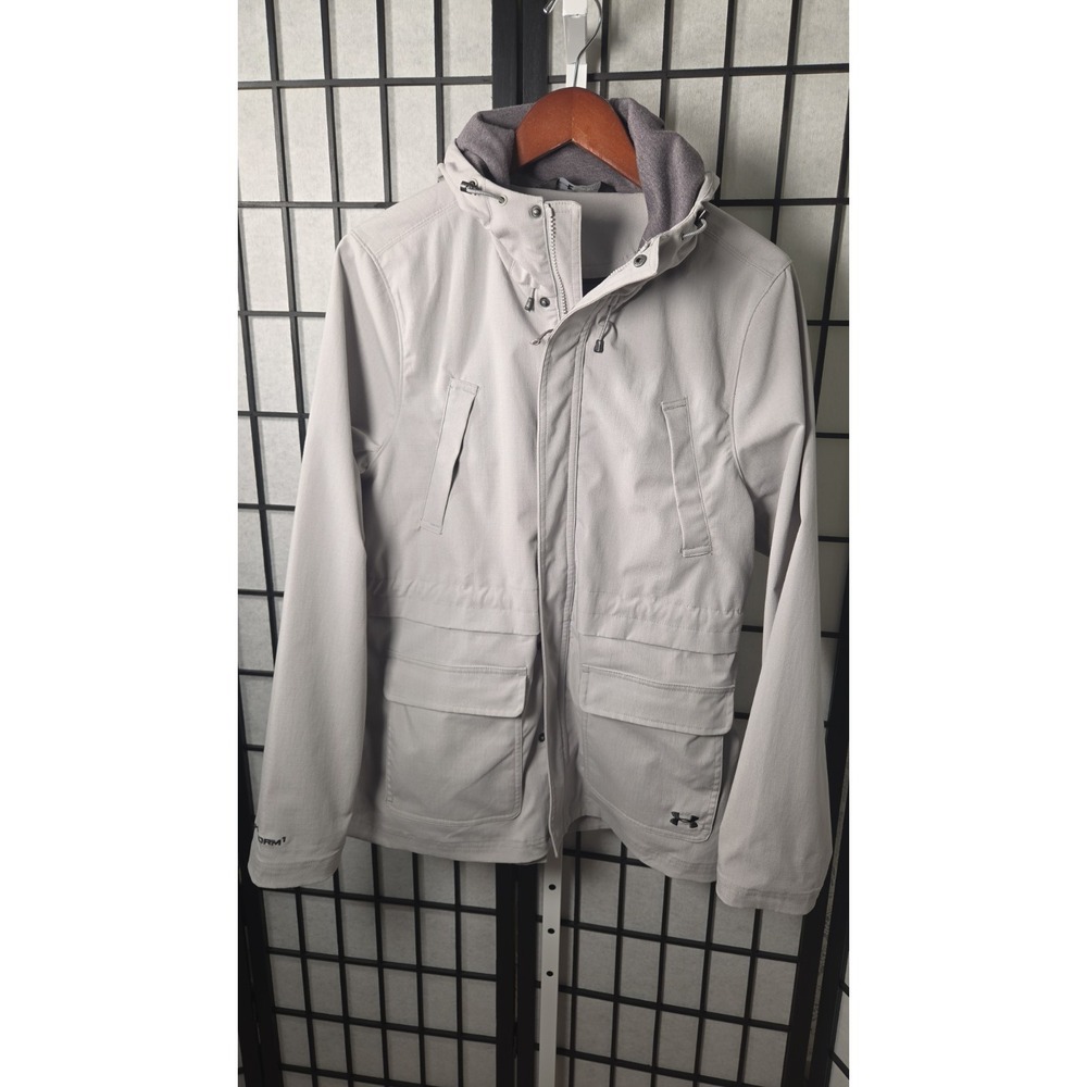 Under Armour Storm1 Gorpcore Light Gray Canvas Zip‎ Button  Jacket Womens Large